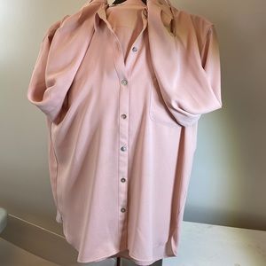 J. Jill, Sz Med, Pink crepe roomy blouse, easy care , bust 44 F01
